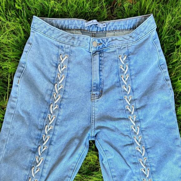 Lace up y2k denim Jeans - Picture 1 of 6